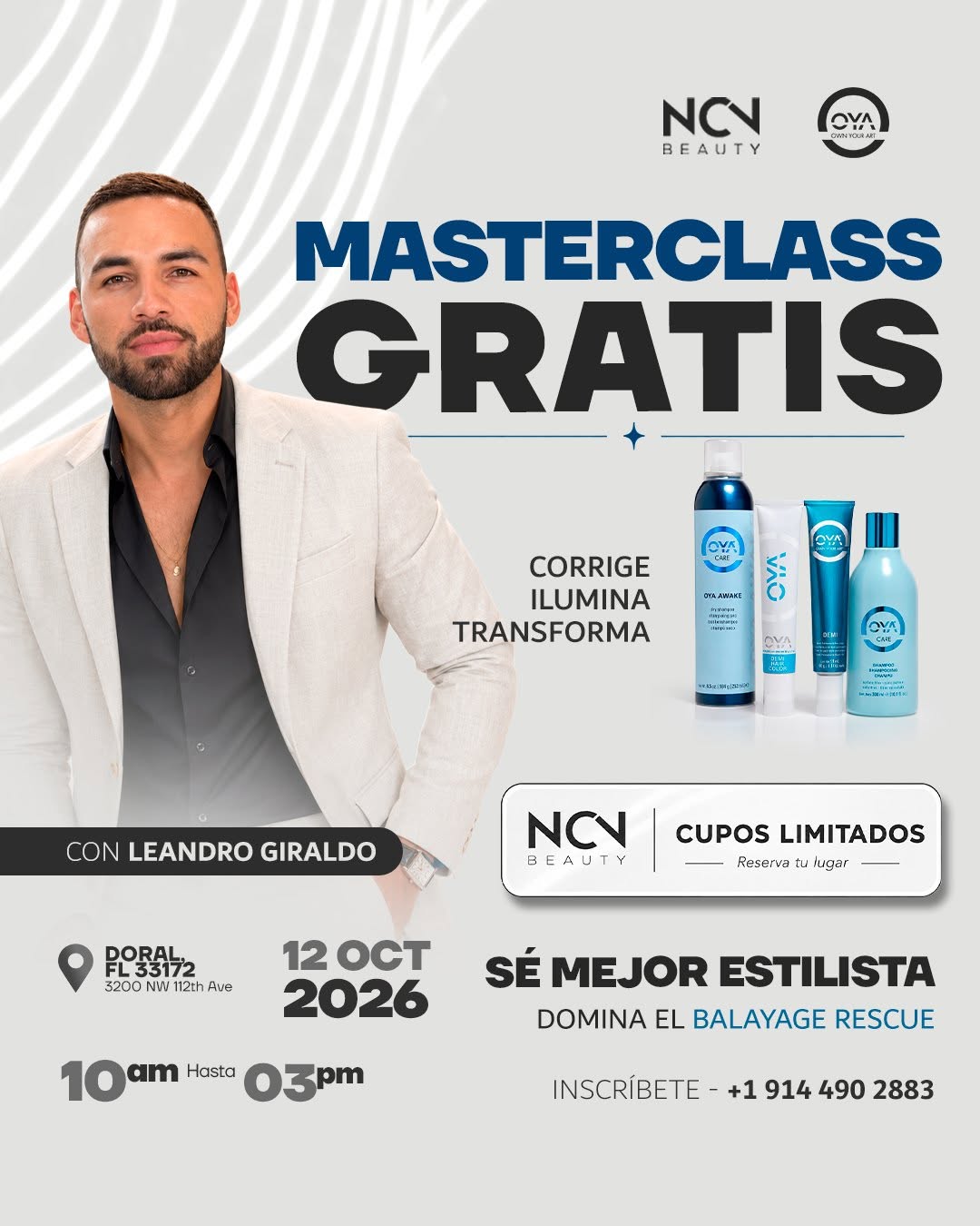 MASTERCLASS GRATIS con Leandro Giraldo y NCN Beauty