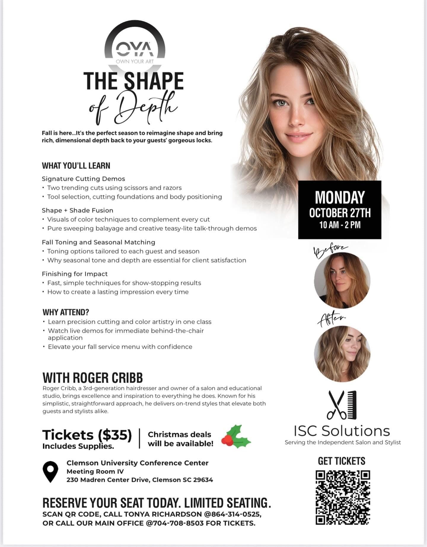 SHAPE of DEPTH OYA CLASS w/ ROGER CRIBB - October 27th - Clemson, SC